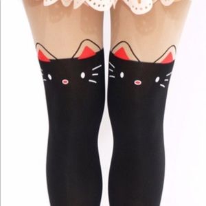 Halloween Black Cat Thigh High Tights